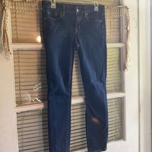 GAP 1968 Dark Wash Skinny Jeans Sz 27- Mid Rise Gold Stitching